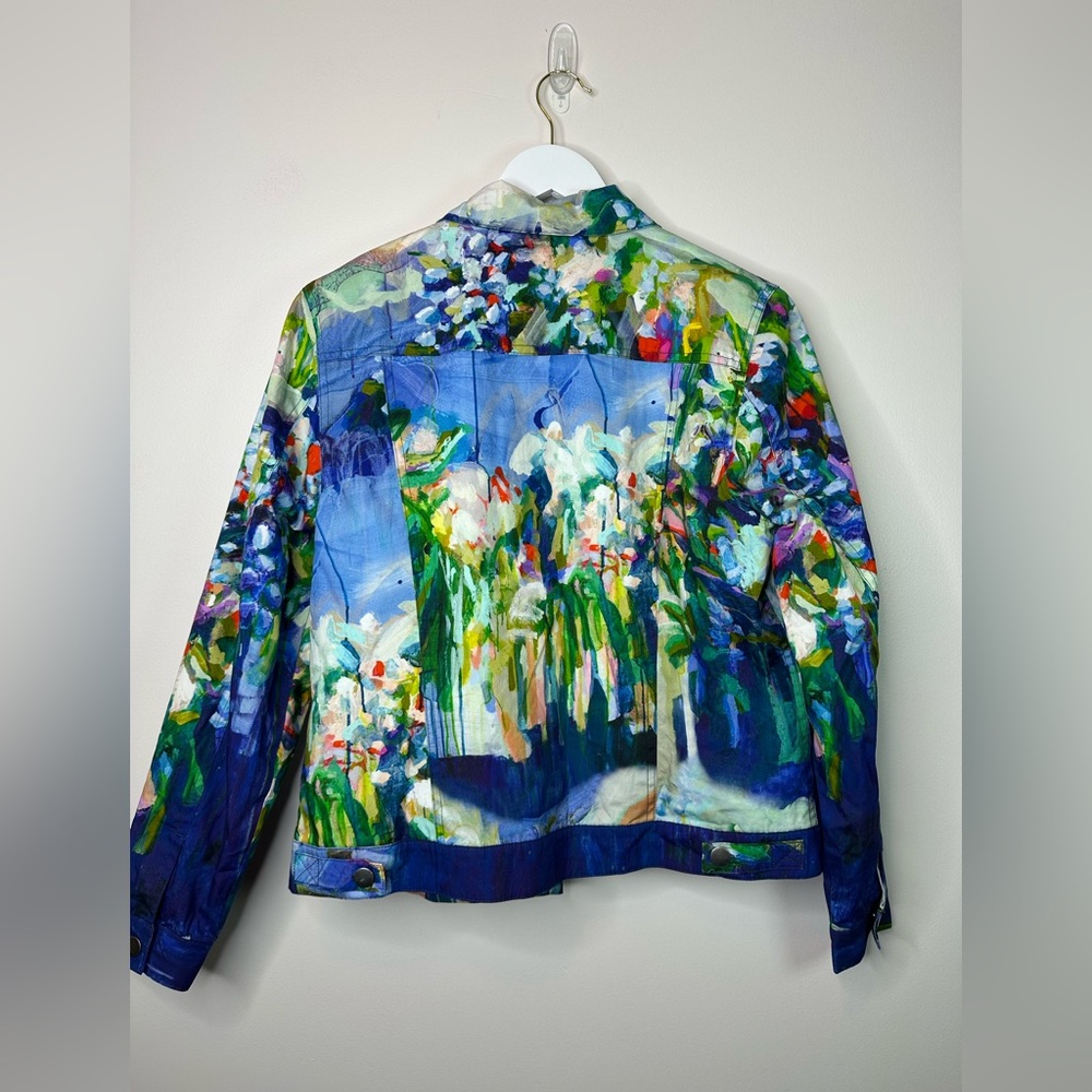 Claire Desjardins Abstract Floral Print Women's Jacket in Blue and Green - Picture 5 of 7
